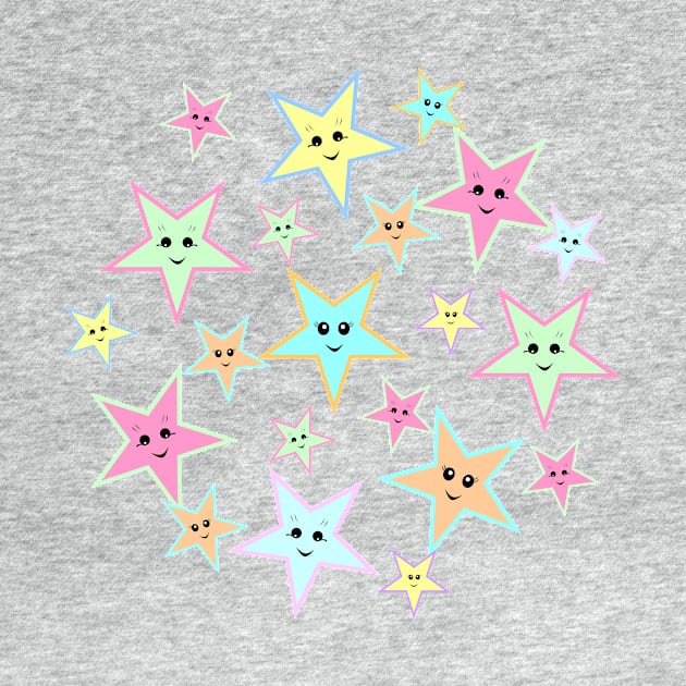 Cute stars with faces in pastel colors by MarionsArt